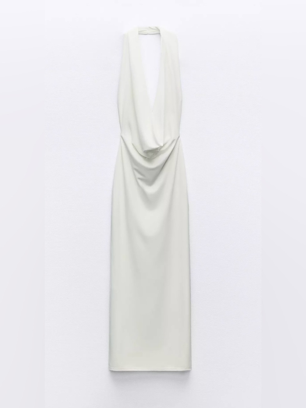 Zara Draped Halter Backless Dress - White
